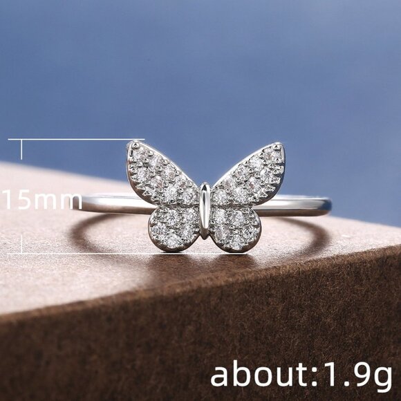 ⚡ Sweet Refine Butterfly Romantic Simple Silver Ring for Women, PD604 - Picture 7 of 7